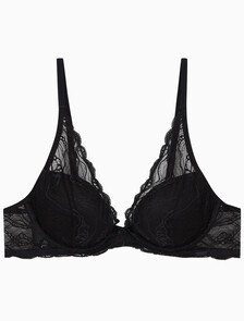 Buy 여성 센슈얼 스트레치 레이스 플런지 브라 in color BLACK