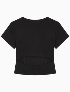 Buy 여성 립 오픈 백 크롭 탑 in color CK BLACK