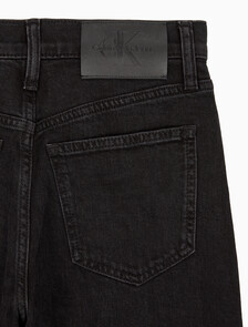 Buy 여성 와이드핏 하이라이즈 블랙 데님 in color WASHED BLACK LOGO LACE