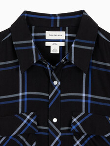 Buy 남성 플레이드 비스코스 이지 셔츠 in color BLACK