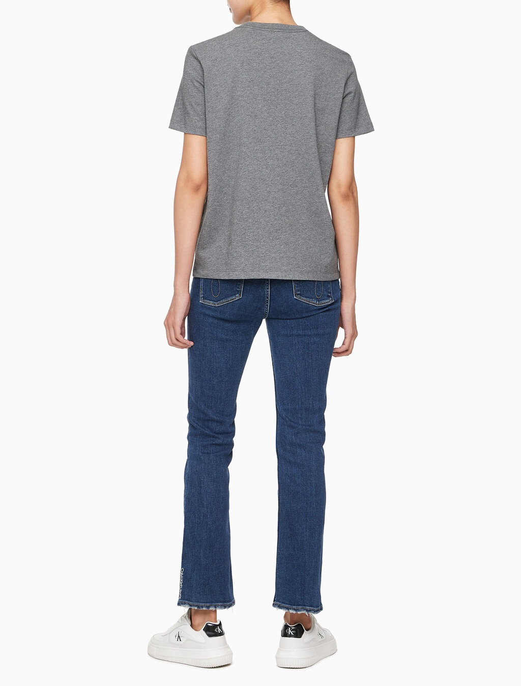 Buy 여성 히어로 모노로고 크루넥 반팔 티셔츠 in color MEDIUM GREY HEATHER