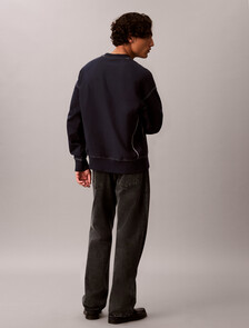 Buy 남성 프리미엄 테리 콘트라스트 스티치 크루넥 스웨트셔츠 in color DARK SAPPHIRE