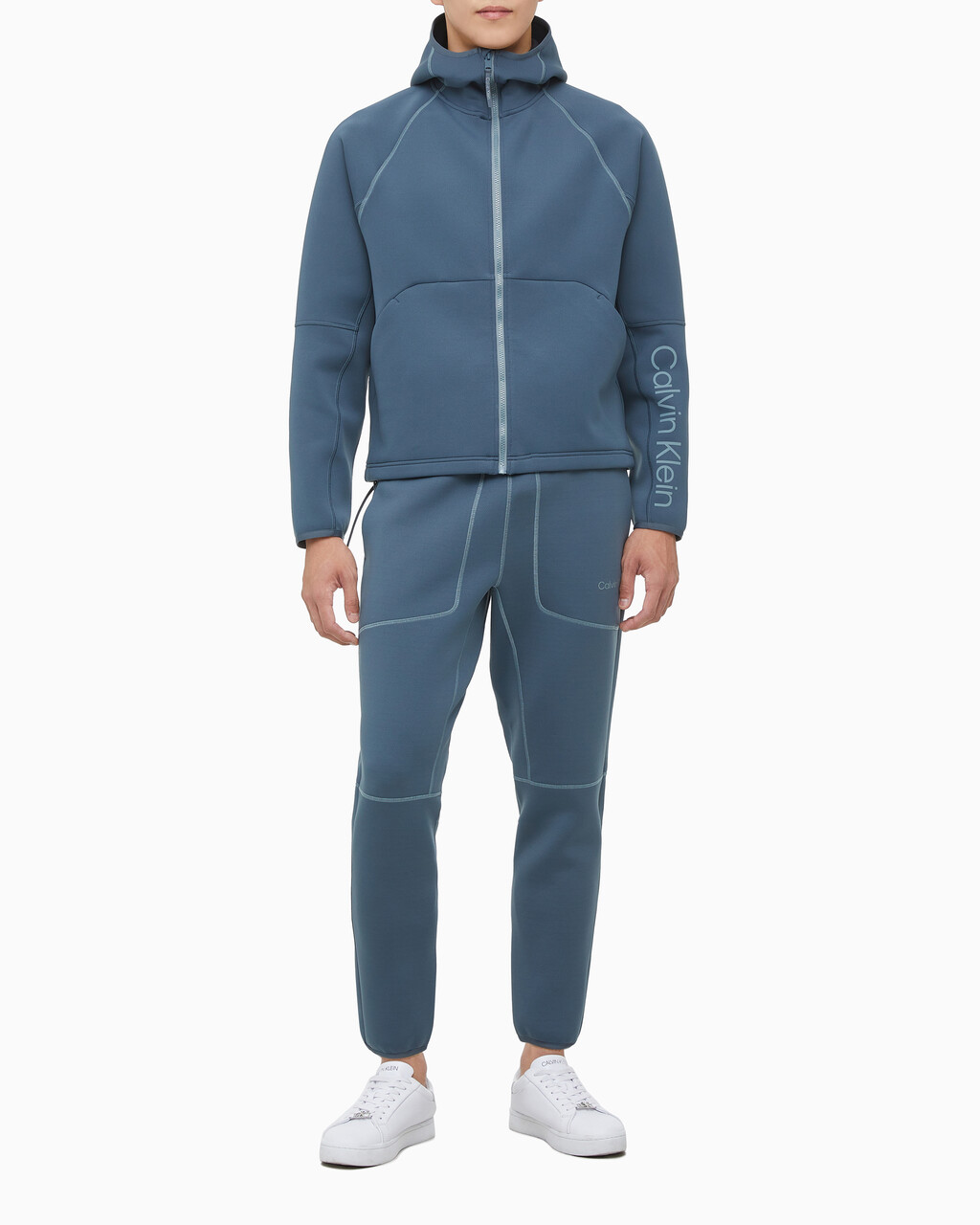 Buy 남성 릴렉스핏 풀집업 후디 in color OCEAN TEAL/ BLK