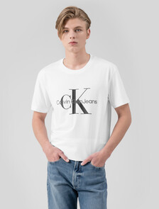 Buy 남성 레귤러핏 모노그램 엠브로이더리 로고 반팔 티셔츠  in color BRIGHT WHITE