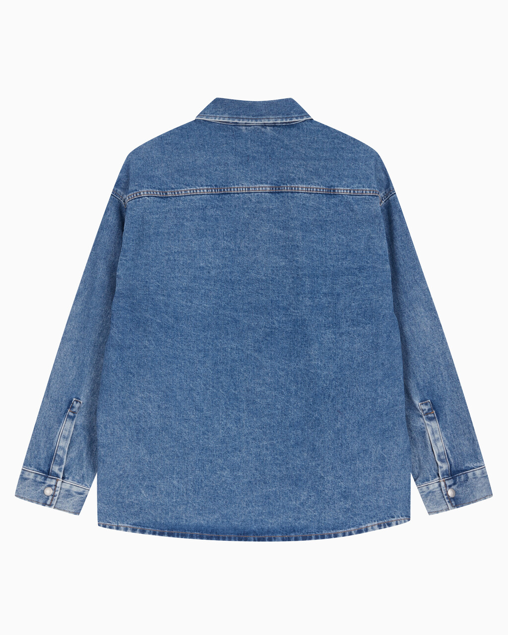 Buy 남성 박시 루즈핏 데님 셔츠 in color MID BLUE BACK EMBRO
