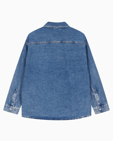 Buy 남성 박시 루즈핏 데님 셔츠 in color MID BLUE BACK EMBRO