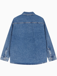 Buy 남성 박시 루즈핏 데님 셔츠 in color MID BLUE BACK EMBRO