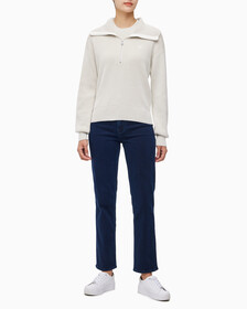 Buy 여성 하프집업 와이드 카라 스웨터 in color WHITE
