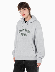 Buy 남녀공용 커브드로고 후디 in color LIGHT GREY HEATHER