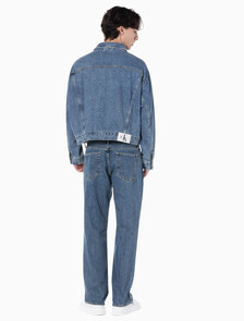 Buy 남성 90's 스트레이트핏 스톤블루 데님 in color MID BLUE BACK EMBRO