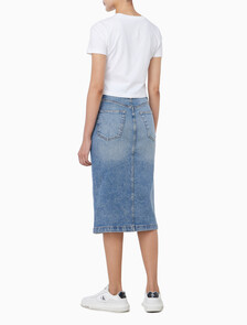 Buy 여성 데님 집 프론트 스커트 in color Light blue