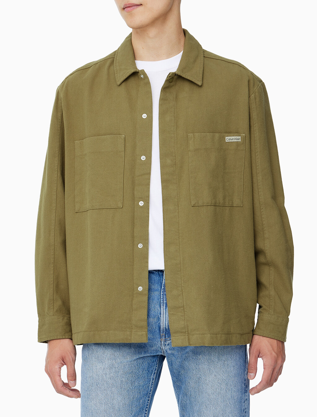 Buy 남성 릴렉스핏 플란넬 오버셔츠 in color OLIVE