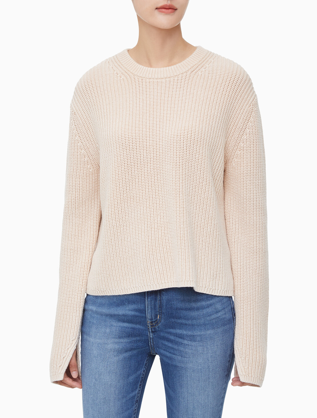 Buy 여성 롱슬리브 라운드넥 스웨터 in color NEUTRAL TAN
