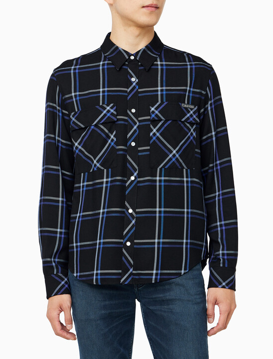 남성 플레이드 비스코스 이지 셔츠