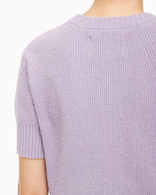 Buy 여성 벌룬 반팔 니트 탑 in color LAVENDER