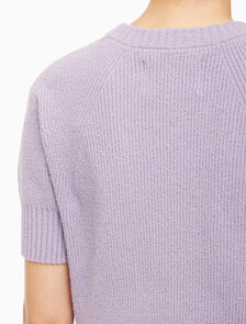 Buy 여성 벌룬 반팔 니트 탑 in color LAVENDER