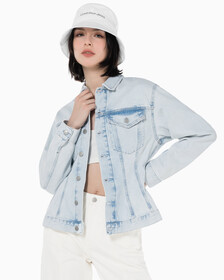 Buy 여성 오버사이즈핏 코르셋 데님 재킷 in color 028A CHALKY BLU