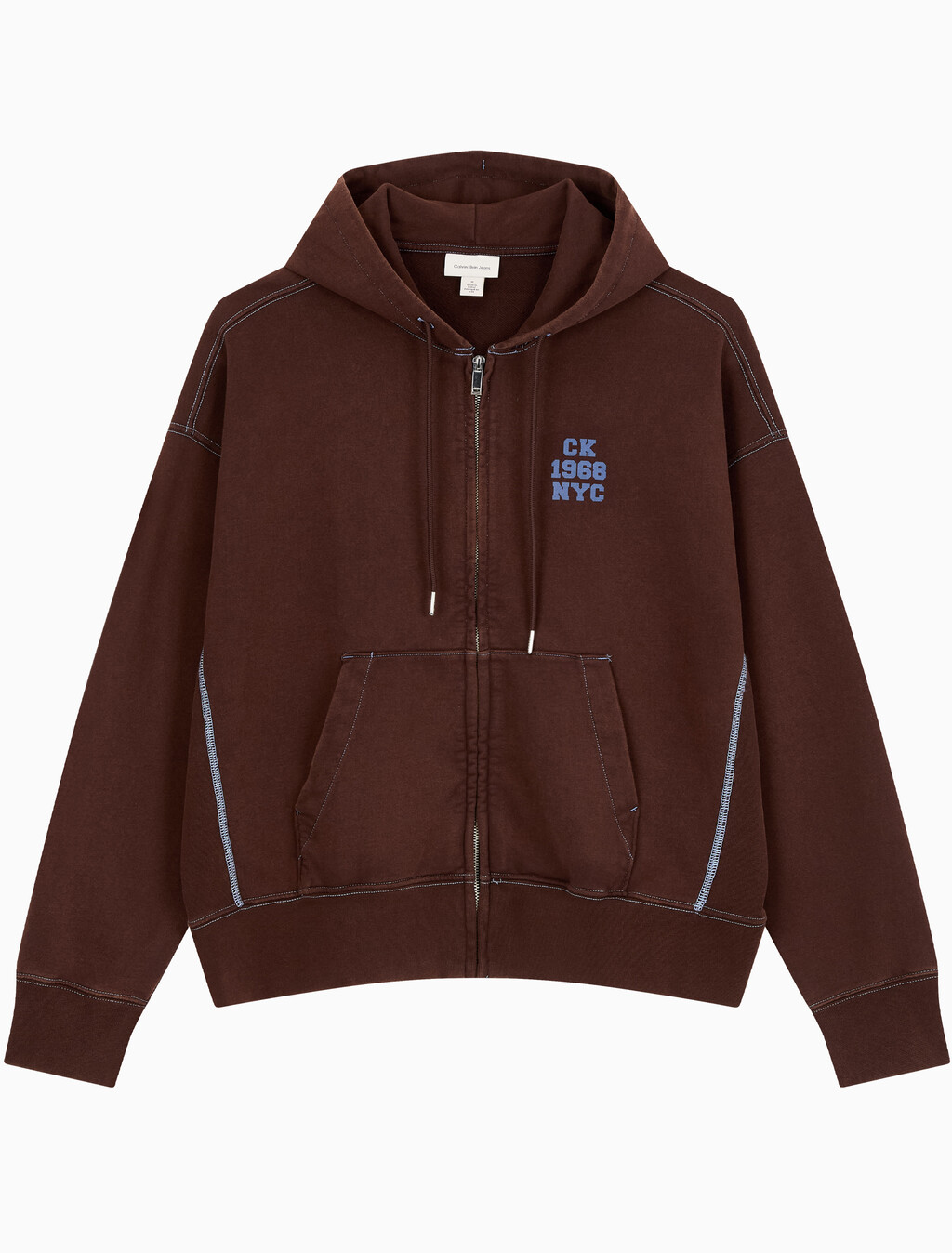 Buy 남성 워시드 프리미엄 빈티지 로고 후드집업 in color Rich Brown