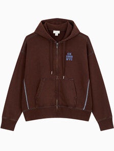 Buy 남성 워시드 프리미엄 빈티지 로고 후드집업 in color Rich Brown