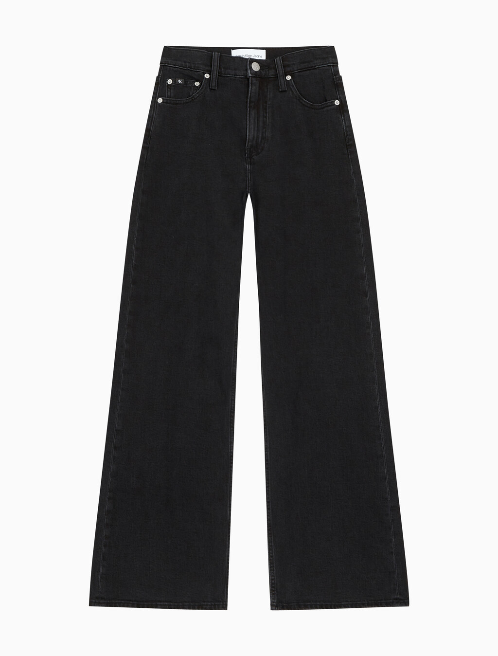 Buy 여성 하이라이즈 와이드핏 블랙 데님 in color WASHED BLACK LOGO LACE