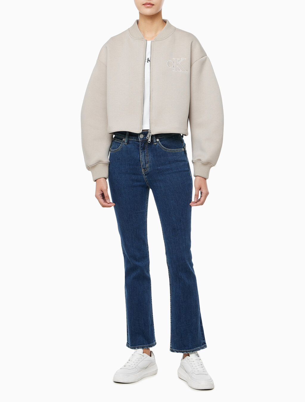 Buy 여성 오버사이즈 스쿠바 집 보머 자켓 in color FEATHER GRAY