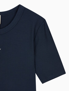 Buy 여성 모달 립 반팔 티셔츠 in color DARK SAPPHIRE