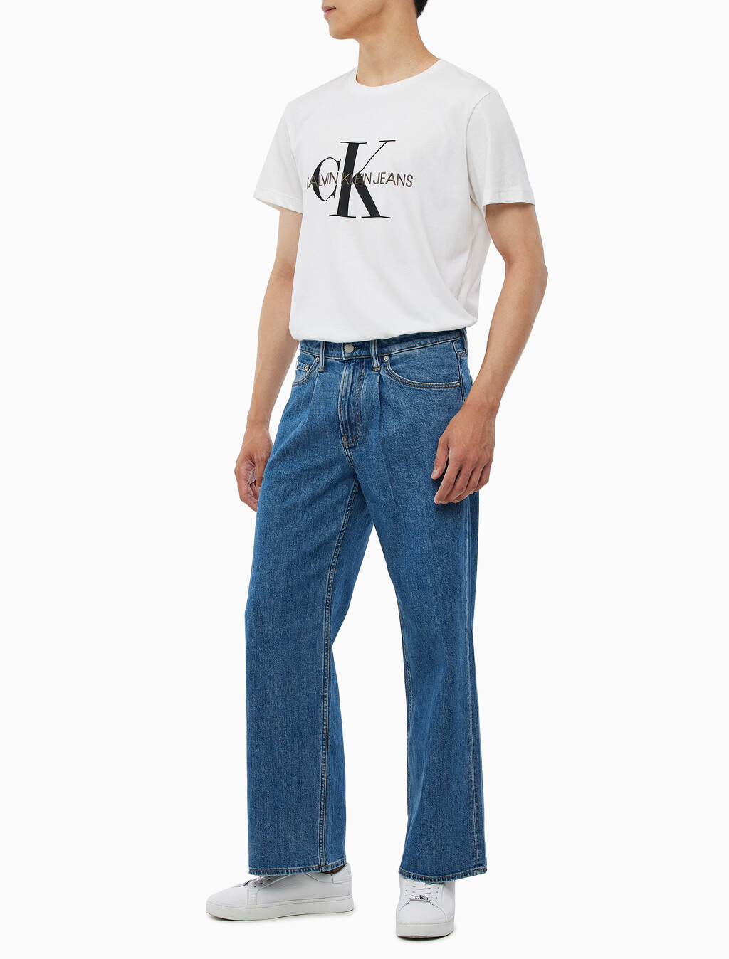 Buy 남성 90's 루즈핏 미드블루 데님 in color MID BLUE BACK EMBRO