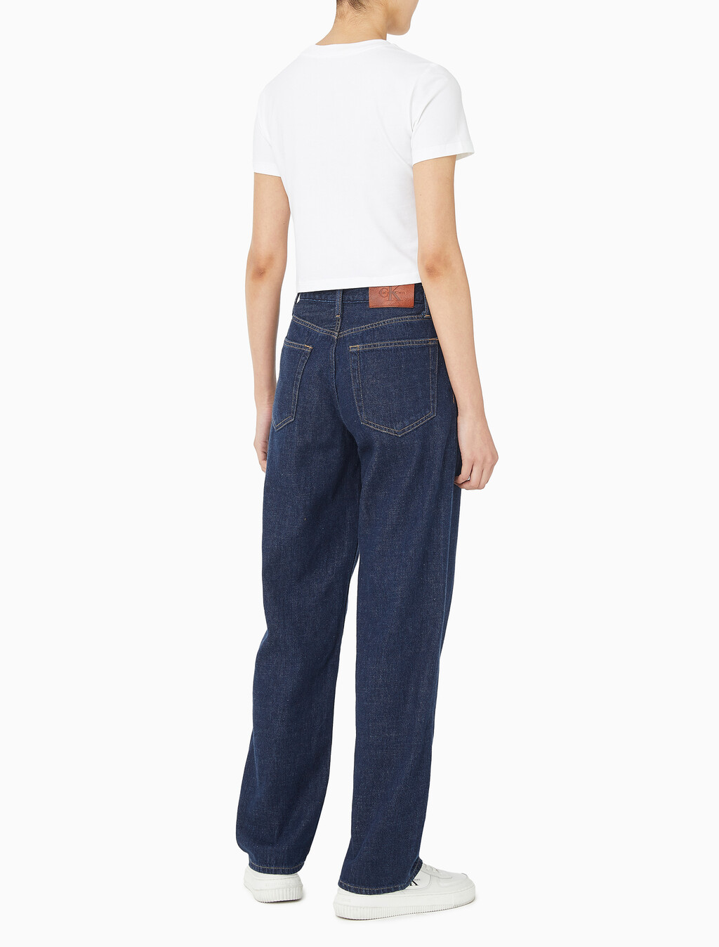 Buy 여성 90's 스트레이트핏 린스 린넨 데님 in color DARK INDIGO LINEN
