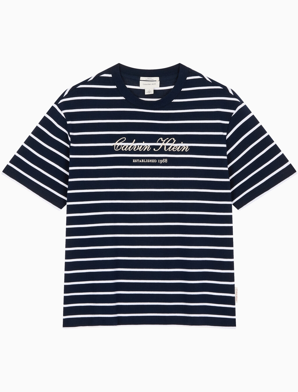 Buy 스트라이프 피케 캘빈 NYC 티 in color DARK SAPPHIRE