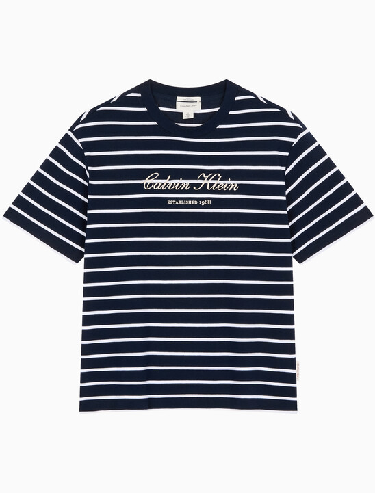 스트라이프 피케 캘빈 NYC 티