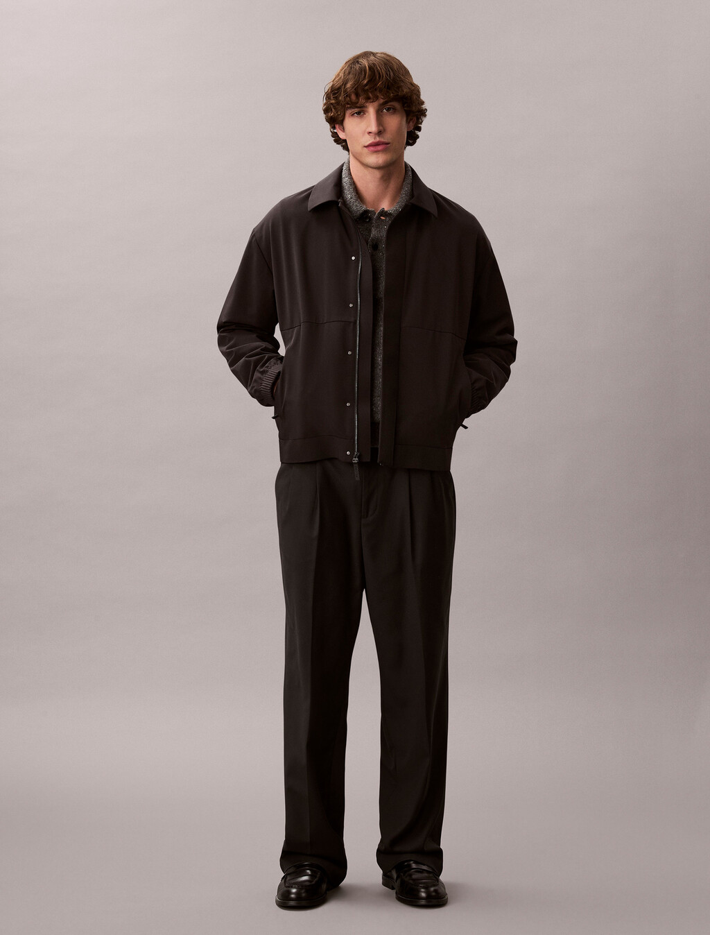 Buy 남성 마이크로 트윌 숏 보머자켓 in color BLACK