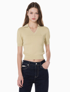Buy 여성 센슈얼 립 베이비 폴로 스웨터 in color PALE KHAKI