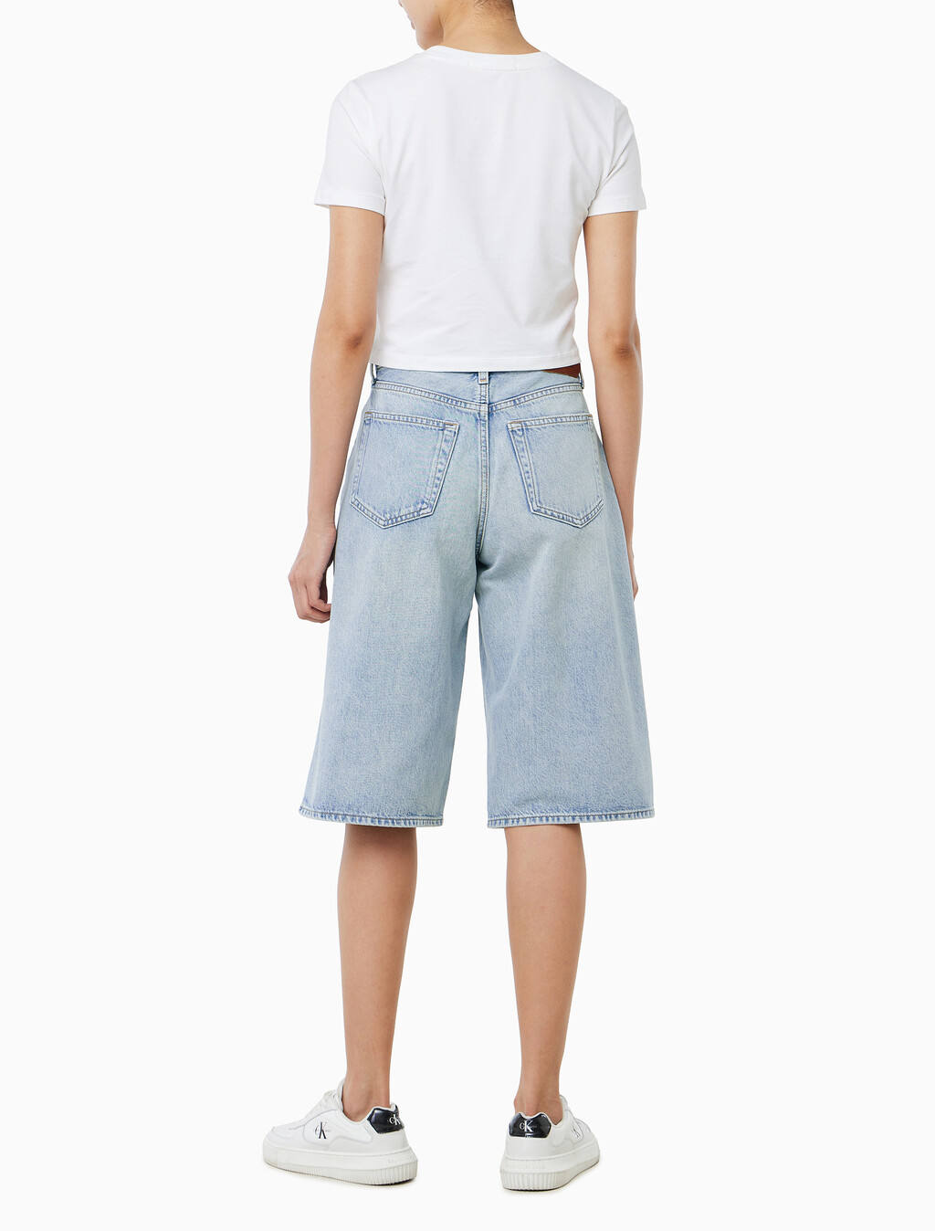 Buy 여성 텐셀 데님 롱쇼츠 in color Blue