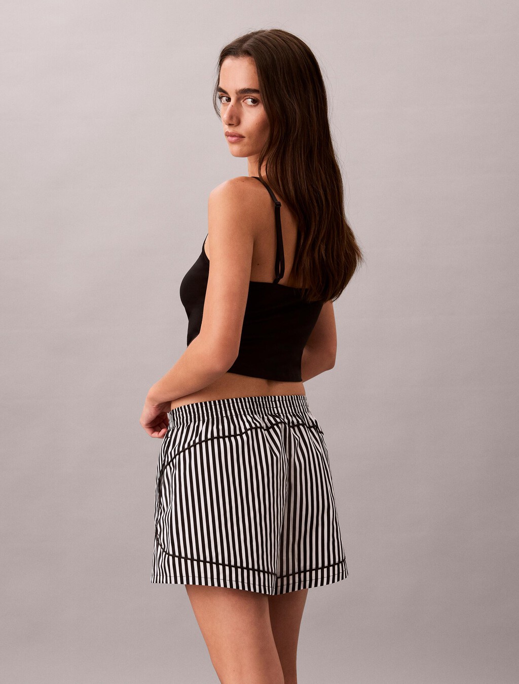 Buy 여성 코튼 포플린 쇼츠 in color PENNY STRIPE+BLACK