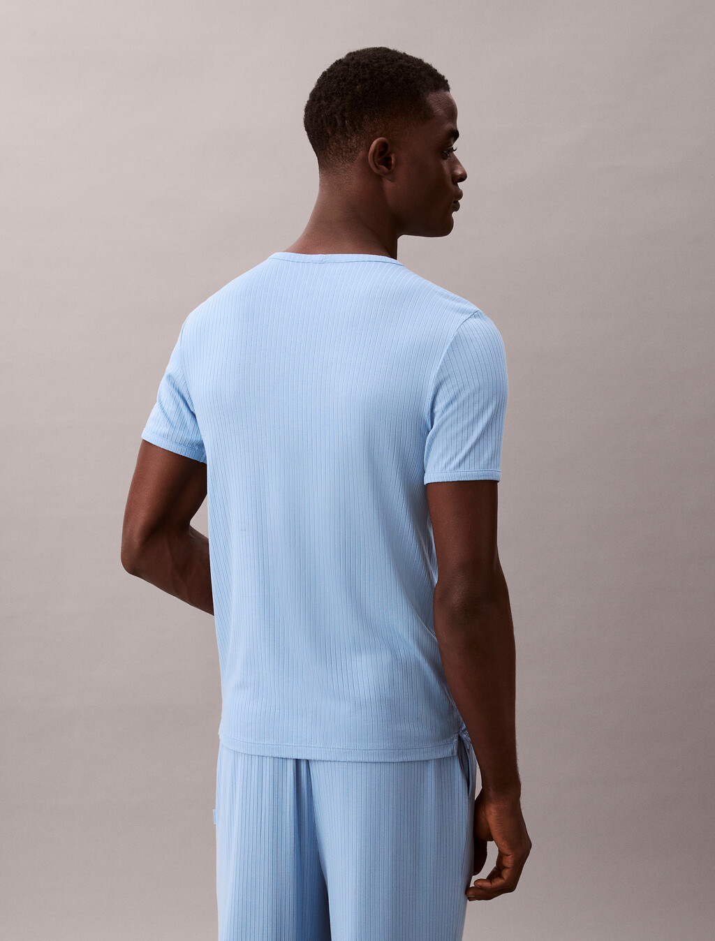 Buy 남성 모달 립 모달 립 반팔 크루넥 in color BLUE