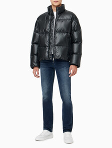 Buy 남녀공용 스탠드 카라 글로시 다운 푸퍼 자켓 in color CK BLACK