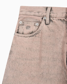 Buy 여성 하이라이즈 릴렉스핏 얼스 핑크 칼라 데님 in color MID BLUE BACK EMBRO