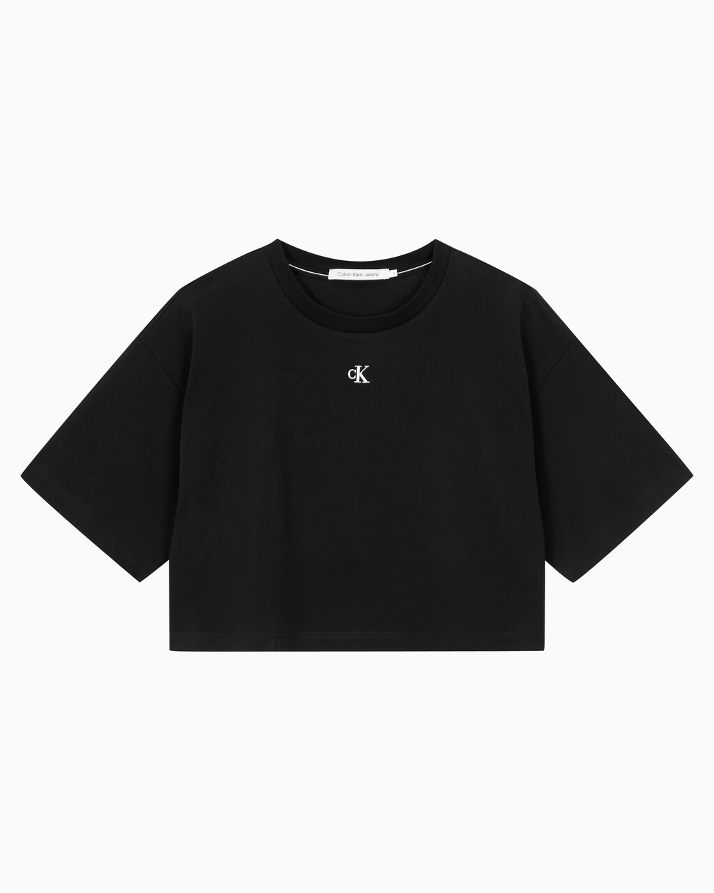Buy 여성 그래픽 크롭 반팔 티셔츠 in color CK BLACK