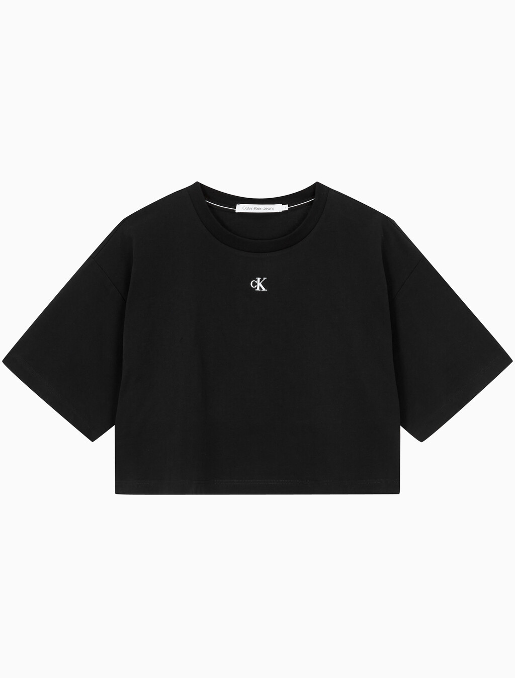 Buy 여성 그래픽 크롭 반팔 티셔츠 in color CK BLACK