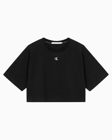 Buy 여성 그래픽 크롭 반팔 티셔츠 in color CK BLACK