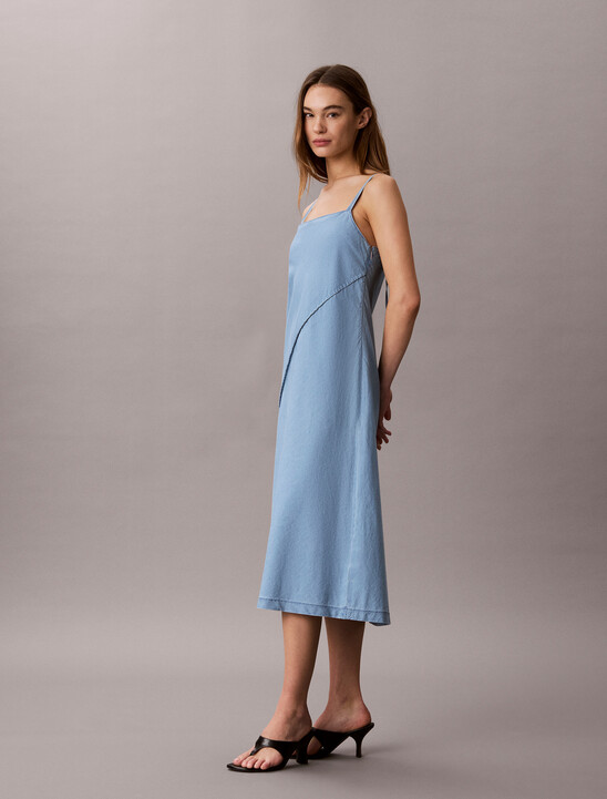 여성 바이어스 컷 텐셀 드레스