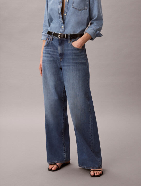 여성 와이드레그 리넨 데님