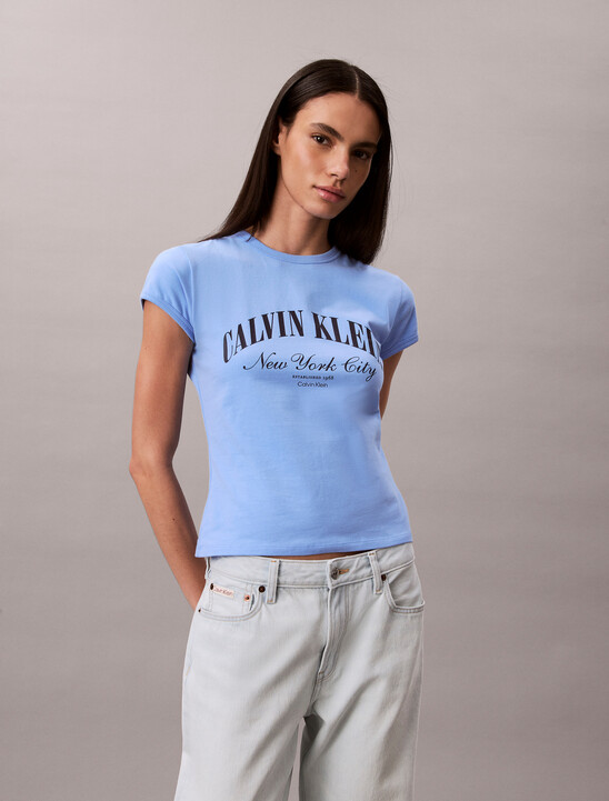 여성 그래픽 로고 베이비 티