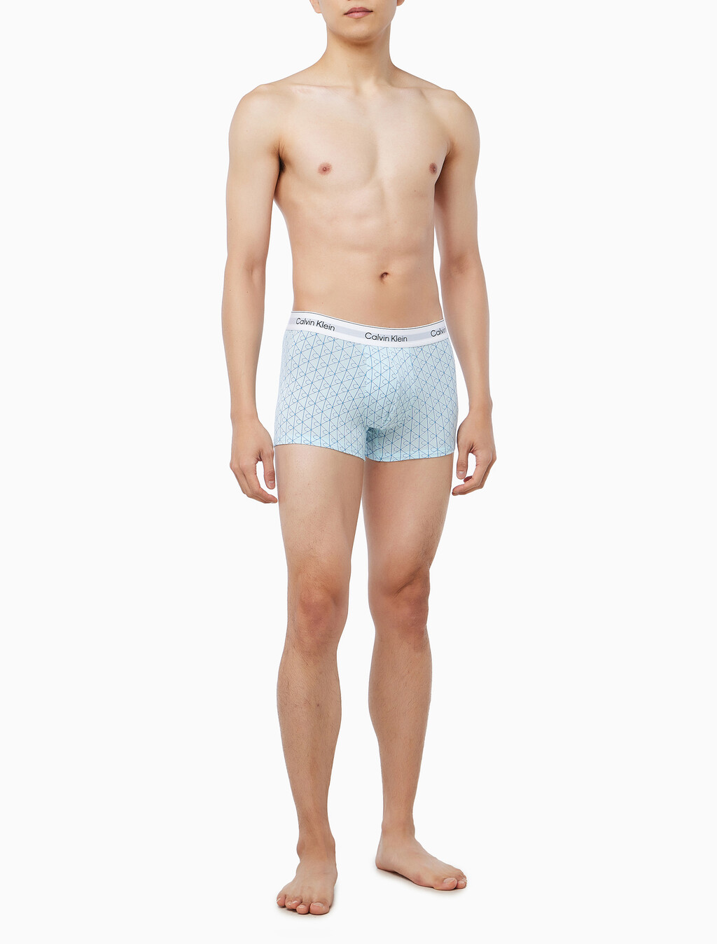 Buy 남성 아이콘 코튼 스트레치 2PK 트렁크 in color Grey / Sky Blue Print