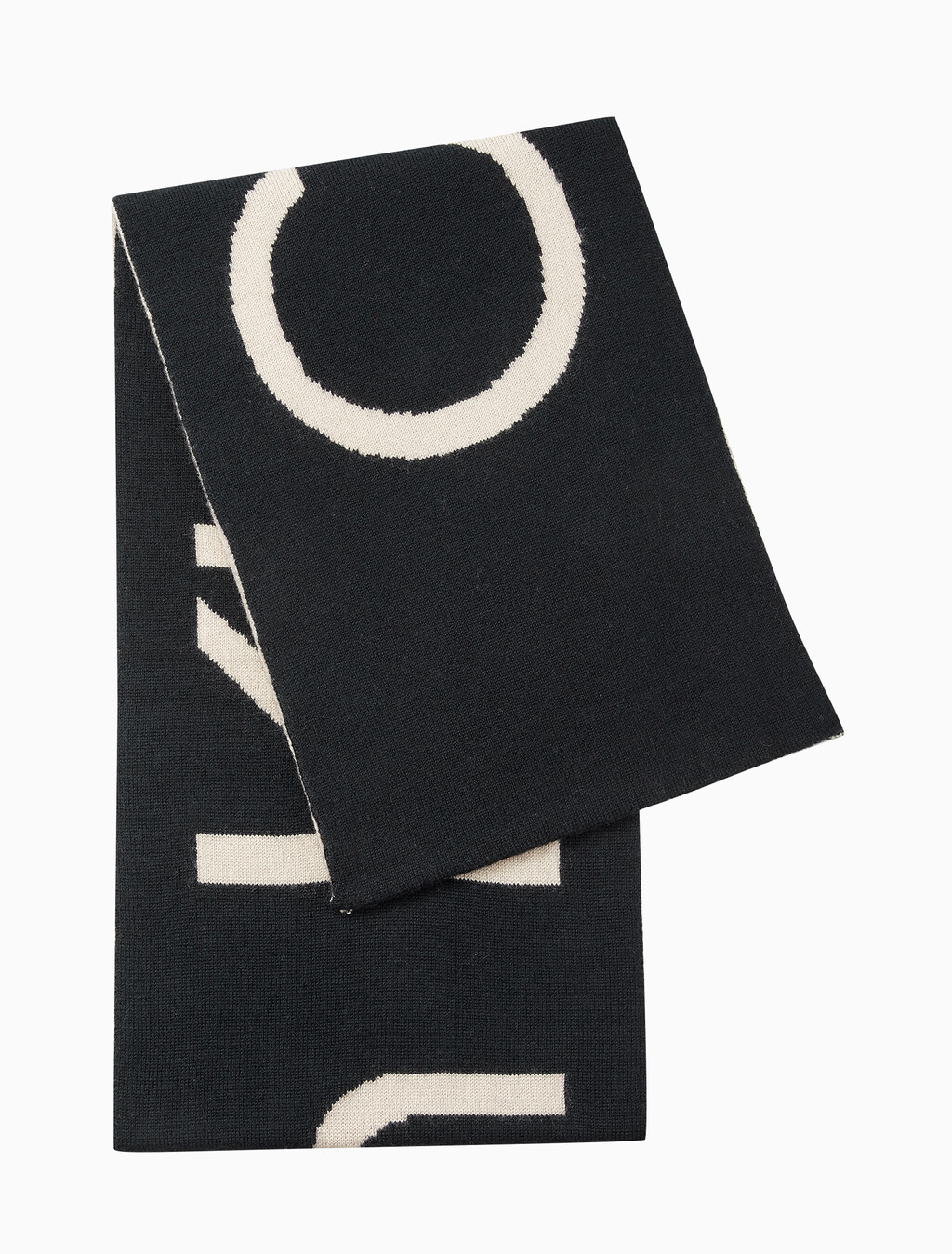 Buy 남녀공용  투톤 볼드 로고 울 머플러 in color BLACK