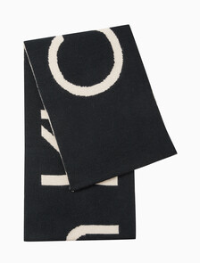 Buy 남녀공용  투톤 볼드 로고 울 머플러 in color BLACK