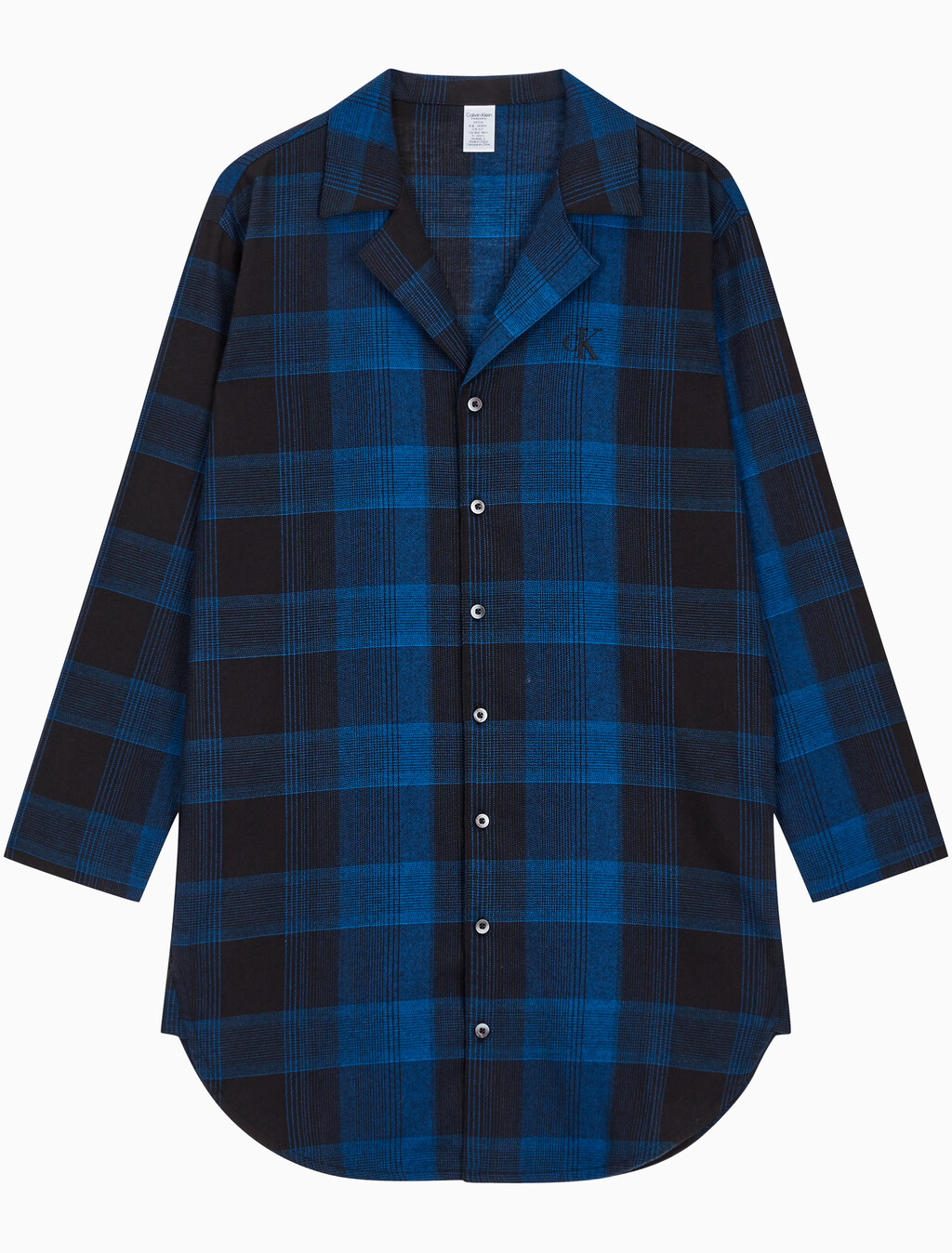 Buy 여성 플란넬 파자마 롱슬리브 나이트 셔츠 in color BLACK FLANNEL