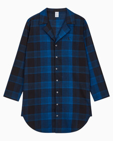 Buy 여성 플란넬 파자마 롱슬리브 나이트 셔츠 in color BLACK FLANNEL