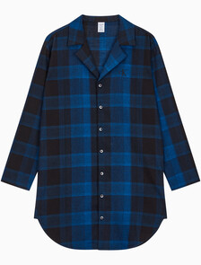 Buy 여성 플란넬 파자마 롱슬리브 나이트 셔츠 in color BLACK FLANNEL