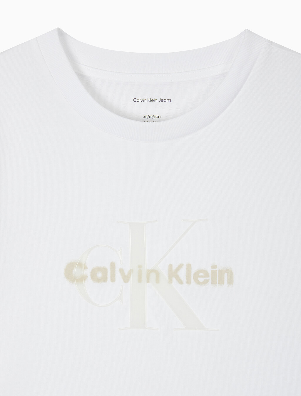 Buy 여성 리퀴드 CK 크롭 반팔 티셔츠 in color BRILLIANT WHITE